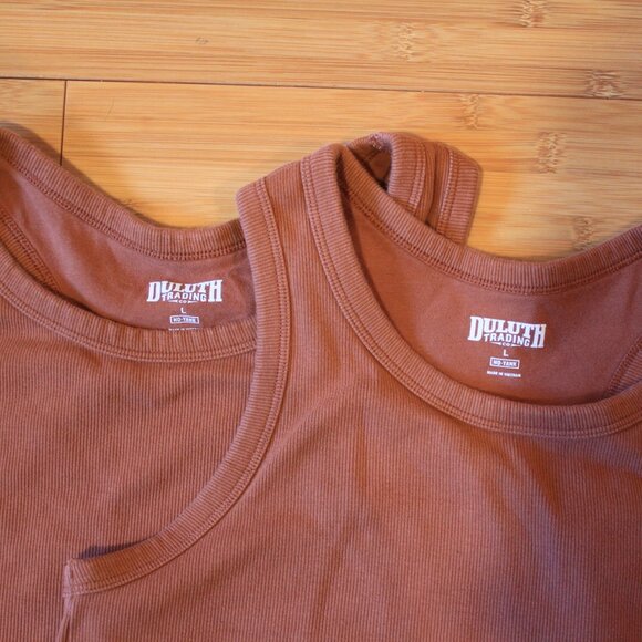 TWO of Duluth Women's No-Yank Rib Racerback Shelf Bra Tanks twin pack - Picture 1 of 6